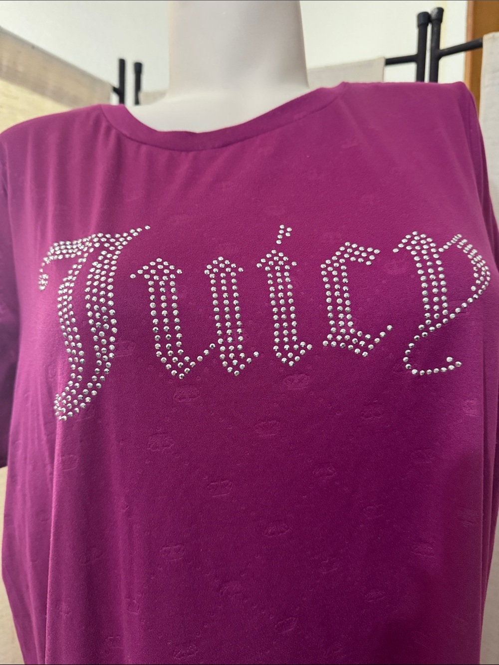 Raspberry Jersey Juicy Couture Sleep Shirt L Embellished